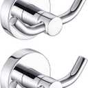 MARMOLUX ACC - 2pack Chrome Bathroom Hooks for Towels | Modern Double Towel Hook Design Ideal for use as Robe & Towel, for Shower Wall or Kitchen - Over Door - Adhesive