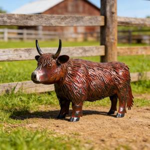 Ratuor Garden Metal Highland Cow Outdoor Statues Cattle Yard Art Lawn Decoration Outdoor Sculpture Housewarming Birthday Gifts