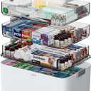 CTIME 4-Tier XL Medicine Organizer - Portable Medicine Cabinet with Leather Handle, Empty First Aid Kit for Home Organization Must, School, Dormitory, Travel, RV, Dorm, Ideal Elderly Gift