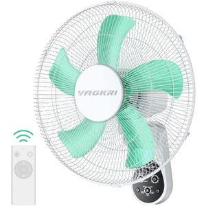 VAGKRI Wall Mount Fan, 16 Inch Wall Fans with 5 Blades, 5 Speeds, 8 Hour Timer, 90 Oscillating Quiet Fans with Remote for Home Office Bedroom Living Room Garage (White)