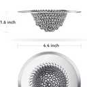 Revolutionary Kitchen Sink Drain Strainer/Patented Reversible Chain Mesh, Effortless Cleaning & Debris Catcher, Large Capacity, No Clog, 304 Stainless Steel & Rust-Proof/Handmade (Silver)