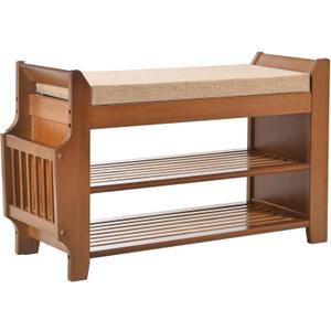 PETKABOO 2 Tier Shoe Bench, Bamboo Shoe Rack Bench, Shoe Storage Bench Organizer for Entryway Hallway Living Room, 31.5 in