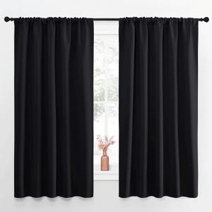 NICETOWN Halloween Black Out Window Curtains - Solid Home Decor Thermal Insulated Blackout Drapes/Draperies for Bedroom, Privacy Assured Window Treatment (2 Panels, 52 inches Wide by 63 inches Long)
