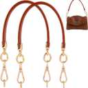 Framendino, 2 Pack Purse Leather Handles Replacement Shoulder Straps Handle Short Clutch Bag with D Ring for Cross Body Wallet (Coffee)