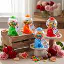 Jenaai 6 Sets Mini Gumball Machine Valentines Day Party Favors Gift with Candy Gumball Machine Cards Dispenser Vending for Candy Birthday Party Decoration Celebration Exchange Prizes Suitable for 15+