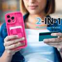 KANGHAR Compatible with iPhone 13 Pro Max Case, Wallet Silicone Checkered Cute Pattern, Card Holder Camera Protection Soft Slim Shockproof Edge Phone Cover for Girls Women -Hot Pink