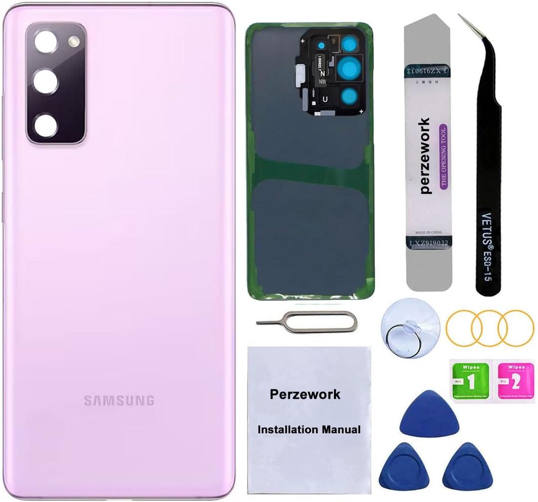 Rear Back Glass Replacement for Samsung Galaxy S20 FE 6.5 inches with Reparing Toolkit and Pre-Installed Camera Lens (Cloud Lavender) Rear Back Glass Replacement for Samsung Galaxy S20 FE 6.5 inches with Reparing Toolkit and Pre-Installed Camera Lens (Cloud Lavender)
