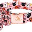 Elegant little tail Dog Collar with Flower, Fall Dog Collar Halloween Pumpkin Flower Collar Dog Girl Pet Collar Dog Collars for X-Large Dog