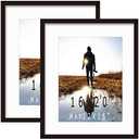 KAOIKO 16x20inch Picture Frame Solid Wood (2 Pack) Display Pictures 12x16 with Mat or 16x20 Wall Mounting Photo Frame Black(2 pcs)…