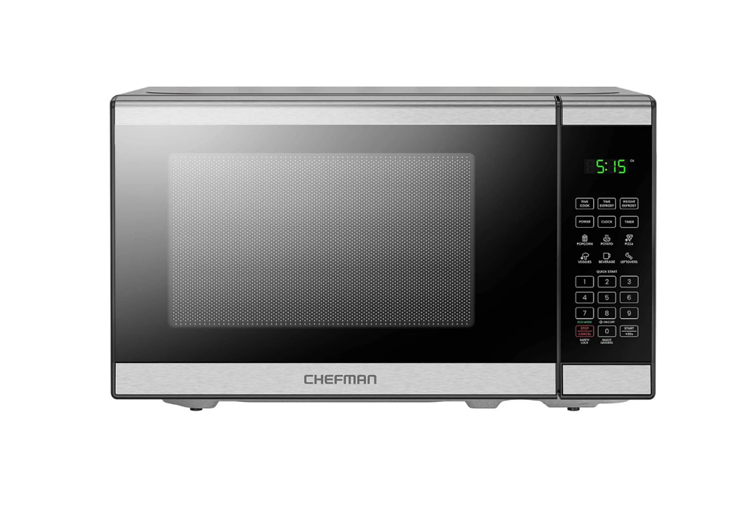 Chefman Countertop Select 0.7 Cu. Ft. Small Microwave Oven – 700W with Presets, Eco Mode, Mute Option, Safety Lock – Stainless Steel