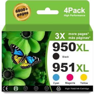 950XL 951XL Ink Cartridges Combo Pack Compatible for HP 950 XL 951 XL Ink Cartridges Work for Officejet Pro 8600 8610 8620 8100 8630 8660 8625 76DW 251DW Printers Black Cyan Magenta Yellow (4 pack)