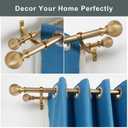Double Curtain Rods Warm Gold, Double Rod Curtain for Window 28-48 Inches, Adjustable Double Drapery Rod with Round Finials, 1-Inch Front and 5/8 Inch Back Double Rod Curtain Rods Warm Gold