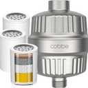 Cobbe High Output Shower Filter for Hard Water - 2 Replaceable Cartridges - Removing Chlorine and Harmful Substance, Dramatically Improves The Condition of Your Skin, Hair and Nails - Brushed Nickel