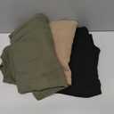 3 Pack Women's Oversized Waffle Knit Shirts, V Neck Long Sleeve Top Fall Casual Sweatshirt for Women (X-Large, Black, Army Green, Coffee)