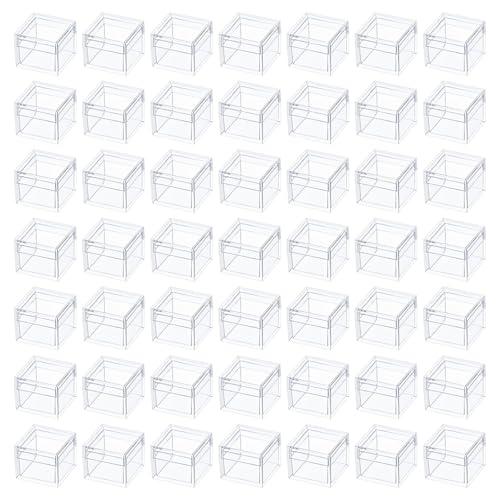 Dayaanee 50 Pack Mini Acrylic Boxes Small Jewelry Box with Lid 0.9x0.9x0.7 Inch Mini Square Acrylic Container Tiny Plastic Square Cube Storage Boxes for Candy Pill and Jewelry