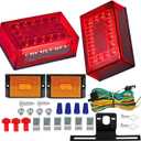 6inch Boat Trailer Lights LED Kit, Submersible Trailer Light Rectangular Stop Turn Tail License Plate Boat Trailer Light kit w/Amber Marker Lights, 25ft Wiring Harness