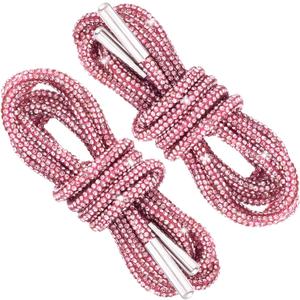 Rhinestone Shoe Laces, Glitter Rope Shoelaces for Sneakers, Round Crystal Bling Shoe Lace (120cm, Light Pink)