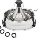 PetSafe Drinkwell Stainless Steel 360 Multiple Pet Fountain - Scratch and Rust Resistant Automatic Water Dispenser for Cats or Dogs - Adjustable Flow Control - 128 Ounce (3.8 Liter) - Filters Included