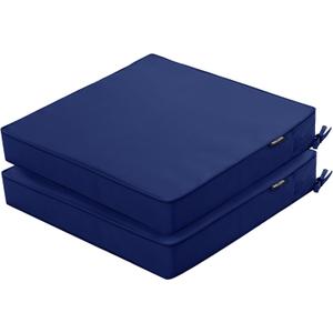 Outdoor Chair Cushions 16 x 17 Inch Water Resistant Patio Chair Cushions with Tie 3 Year Color Fastness Thick Outdoor Seat Cushion for Garden Lawn Patio Furniture Navy Set of 2