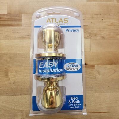 Atlas Tulip Polished Brass Bed & Bath Interior Door Handle Locking Turn-Button48 |