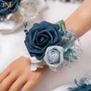 Meldel Navy Blue Wrist Corsage, Set of 6, Homecoming Wrist Flower for Girl/Mother, Perfect for Bride Bridesmaids Wedding Guests Hand Flower, Proms, Party, Ceremony Anniversary