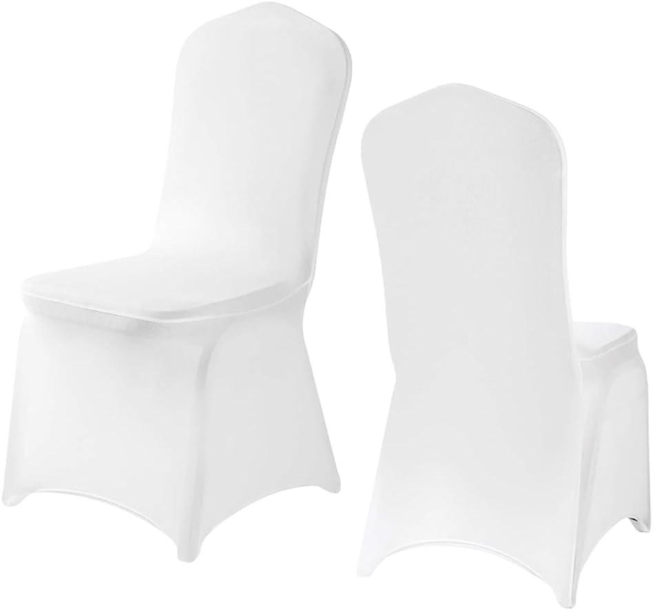 Yahpetes Chair Cover 2 Pcs White Banquet Chair Covers Spandex Folding Slipcover for Wedding Banquet Dining Party Decorations (White)