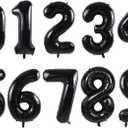 TONIFUL Number Balloons 16 Inch Black 0-9 Number Mylar Foil Balloons 10 Pcs Black Custom Digital Balloons for Birthday Party Engagement Graduations Anniversary Baby Shower Decorations Party Supplies