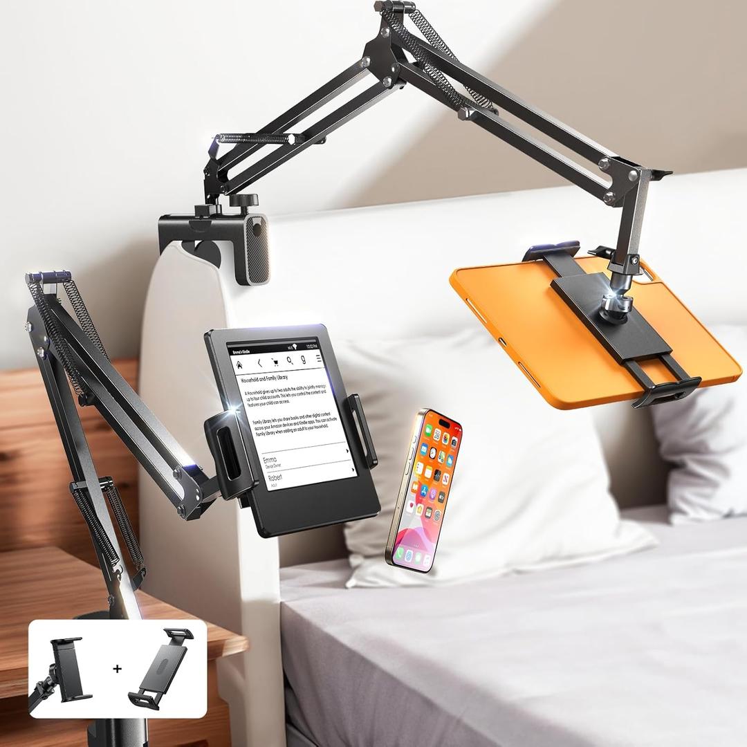 LISEN 2025 Game Streaming Accessories for iPad iPhone Holder for Desk Bed, for Kindle Stand Holder for Bed Reading Game Accessories for Nintendo Switch Kindle Paperwhite Oasis 4-12.9
