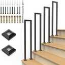 U-Shaped Staircase Handrails for Outdoor & Indoor Steps, Industrial Hand Rail Floor Mounted, Non-Slip Wrought Iron Railing for Porch, Loft, Corridor, Garden (Height: 33.5in) (1 Piece/Set)