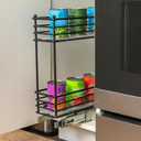 Household Essentials Glidez Multipurpose Paint-Finished Steel Pull-Out/Slide-Out Storage Organizer with Plastic Liners for Under Cabinet Use - 2-Tier Design, Black