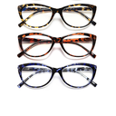 EYEURL 3 Pack Cat Eye Reading Glasses for Women Blue Light Blocking Readers Lightweight Spring Hinge Anti Eyestrain UV Fashion Eyeglasses +2.0