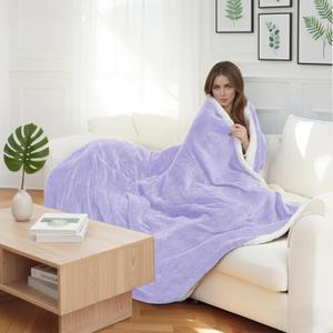 Electric Heated Blanket Full Size 72x84 Inch - Super Soft Flannel, 10 Heat Settings, 1-12H Auto Shut Off, Machine Washable, Easy Controller, Perfect for Winter Warmth - Light Purple