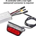 Flash Ebike Taillight 220° Wide Visibility, Fits for Rack Holes 50mm, Electric Bike Rear Light 6V-48V with SM/Waterproof Connector