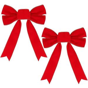 Frekkoy Christmas Bows - 2 Pack Christmas Red Velvet Bows 9''x13'' for Gift Wrapping, Perfect for Tree, Wreath, Gifts & Home Christmas Decorations