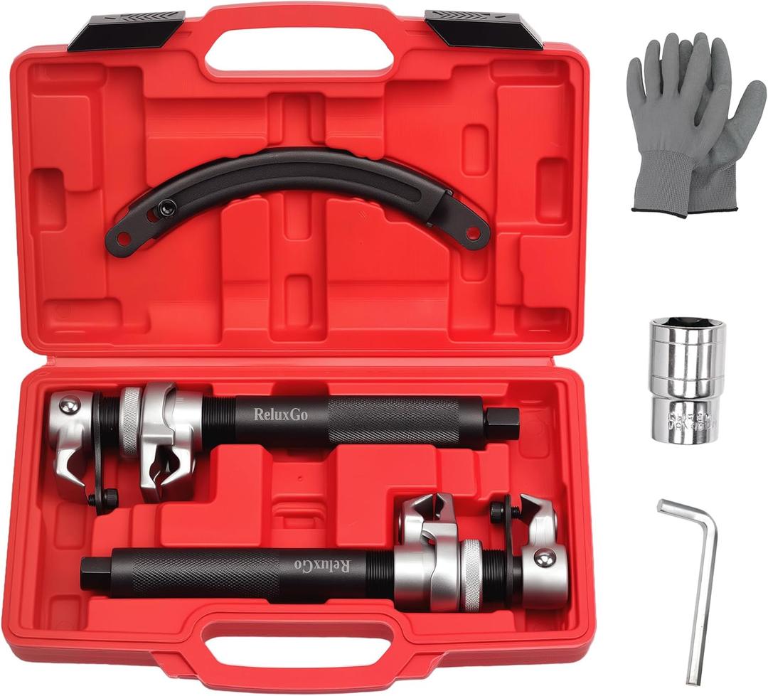 ReluxGo Coil Spring Compressor Tool Automotive 2 pcs Heavy Duty Macpherson Strut Spring Compressor Set with Safety Bracket for Car Truck ATV UTV, 2200 LB Capacity, Coil Spring Compression Tool