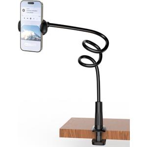 TONDA Phone Holder for Bed Desk, Gooseneck Phone Holder Stand with 33 inch Adjustable Flexible Long Arm Clip Clamp Bracket Mount for iPhone 15 Pro Max XR X 8 7 6 or Other 4-7" Devices