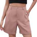 Bettysays Shorts for Women Bermuda Shorts Casual Elastic Waist Wide Leg Shorts with Pockets (XL)