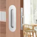6-Inch Oval Pocket Door Pull with Push-to-Release Edge Handle - 304 Stainless Steel Flush Mount Hardware in Brushed Silver Finish for Wooden Sliding & Barn Doors