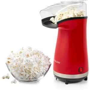 Nostalgia Air Popper Popcorn Maker 16 Cups Oil-Free Pop Corn Includes 4-oz Measuring Cup Perfect for Family Movie Nights Red