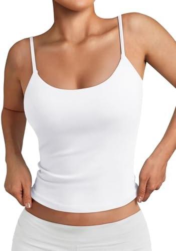 Trendy Queen Womens Spaghetti Strap Tank Top Summer Double Lined Workout Camisole Going Out Cute Tops Y2k Teen Girl Basic M