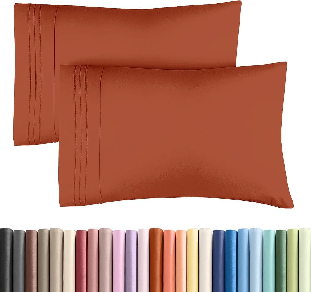 Standard Pillow Cases Set of 2 - Soft Hotel Quality Pillowcase Covers - Comfy & Wrinkle Free - Stain and Fade Resistant - Machine Washable Pillow Protectors - 2 Piece Set - Standard Size Terracotta