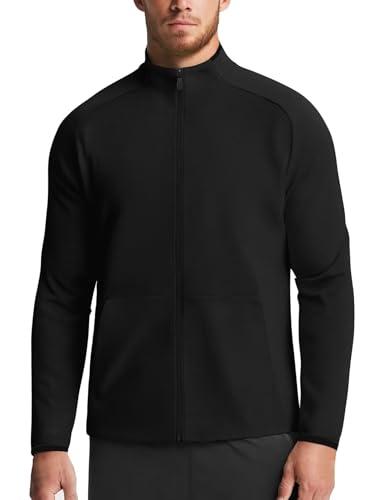 Zengjo Mens Zip Up Jacket Athletic(Black,M)