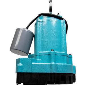 Little Giant 9EC-CIA-RF 115 Volt, 4/10 HP, 4200 GPH Automatic Cast Iron Sump/Effluent Pump with Piggyback Float Switch and 20-Ft. Cord, Blue, 509801