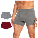 Men's Incontinence Underwear Boxer Briefs - Cotton Washable Urinary Leakproof Panties with Fly, Enhanced Front & Rear Protection 120 ml Absorbency (2 Pack, L, Gray/Burgundy)