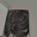 Flufymooz Real Human Hair Toppers for women, 10 Inch Clip in Bangs 100 Human Hair Toppers for Thinning Hair, Cover Hairpiece with 150% Density Silk Base-Silver Gray With Brown Mixed