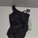 One Shoulder One Piece Swimsuit for Women Mesh Tummy Control Bathing Suit Twist Swimwear with Removable Strap (XX-Large, Black)