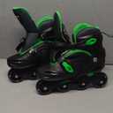 2PM SPORTS Inline Skates for Kids Girls Boys Ages 4-8 6-12 with Light Up Wheels, Adjustable Kids Roller Skates Blades for Youths Beginners (Black & Green), L 37-40