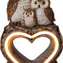 Solar Garden Decor Statues 7" Resin Solar Owl Waterproof Garden Owl Decor for Outside Yard Patio Porch Decoration Gift for Mom Grandma