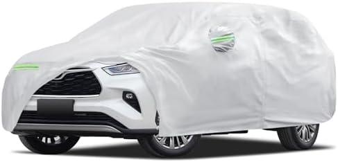 Car Cover Custom Fit for Toyota Highlander 2001-2026, Migaven Waterproof Full Exterior Cover Sun Rain Protection with Door Zipper and Cotton Lining, Silver