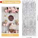 5 Pack Silver Foil Curtain Backdrop 3.2ft x 9.8ft Metallic Tinsel Foil Fringe Curtains Streamer Photo Booth Backdrop for Birthday Party Engagement Bachelorette Party Decorations (Silver)